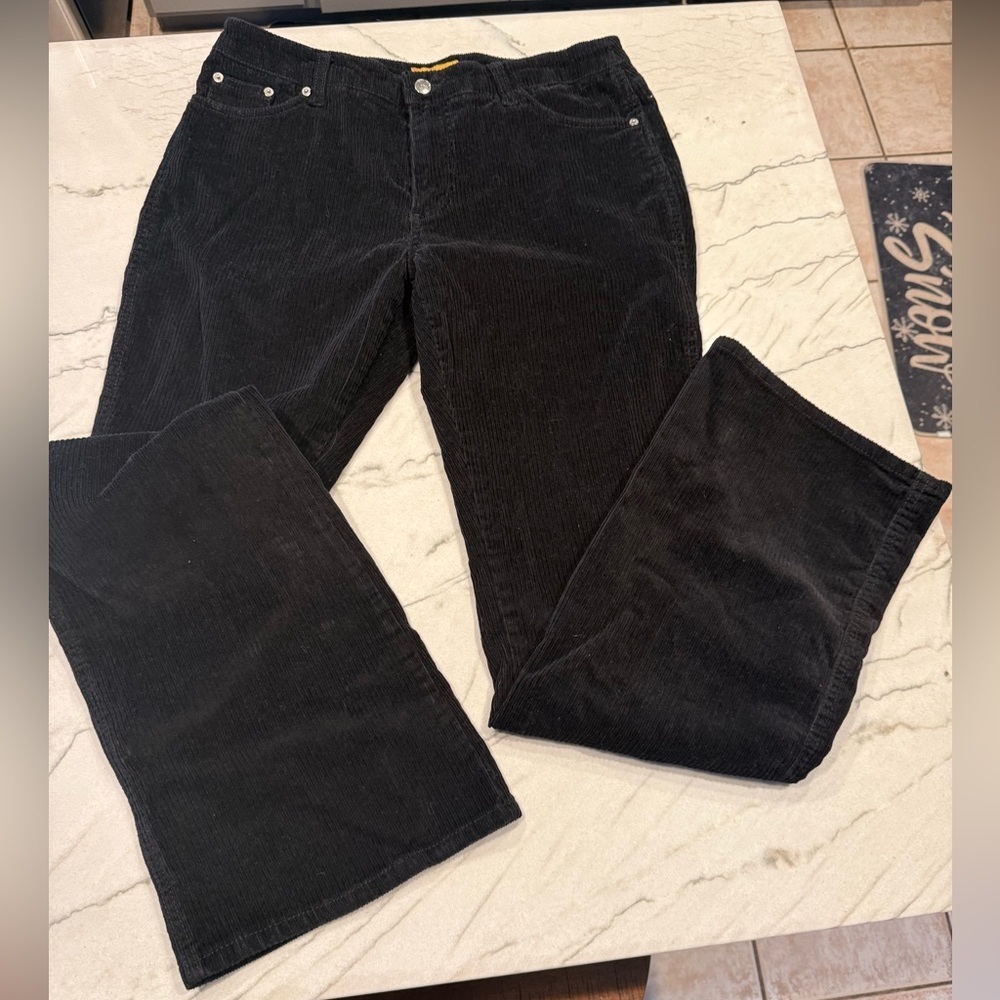 Beau Dawson Black Corduroy Bootcut Pants Size 12 Stretch Flare Leg